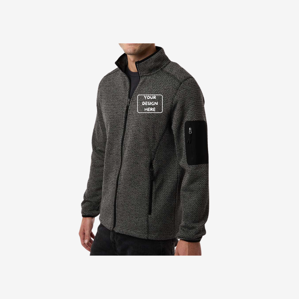 side view of north end mens jasper full zip fleece jacket black grey corporate apparel