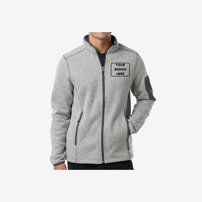 north end mens jasper full zip fleece jacket grey white custom logo fleece jacket embroidery and printing