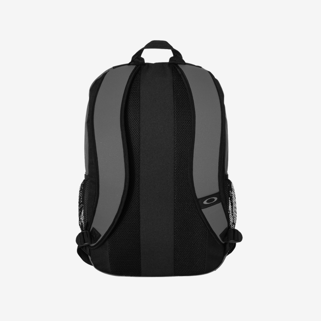 Back view of Oakley 22L Enduro backpack in Grigio Scuro color featuring padded straps and breathable back panel