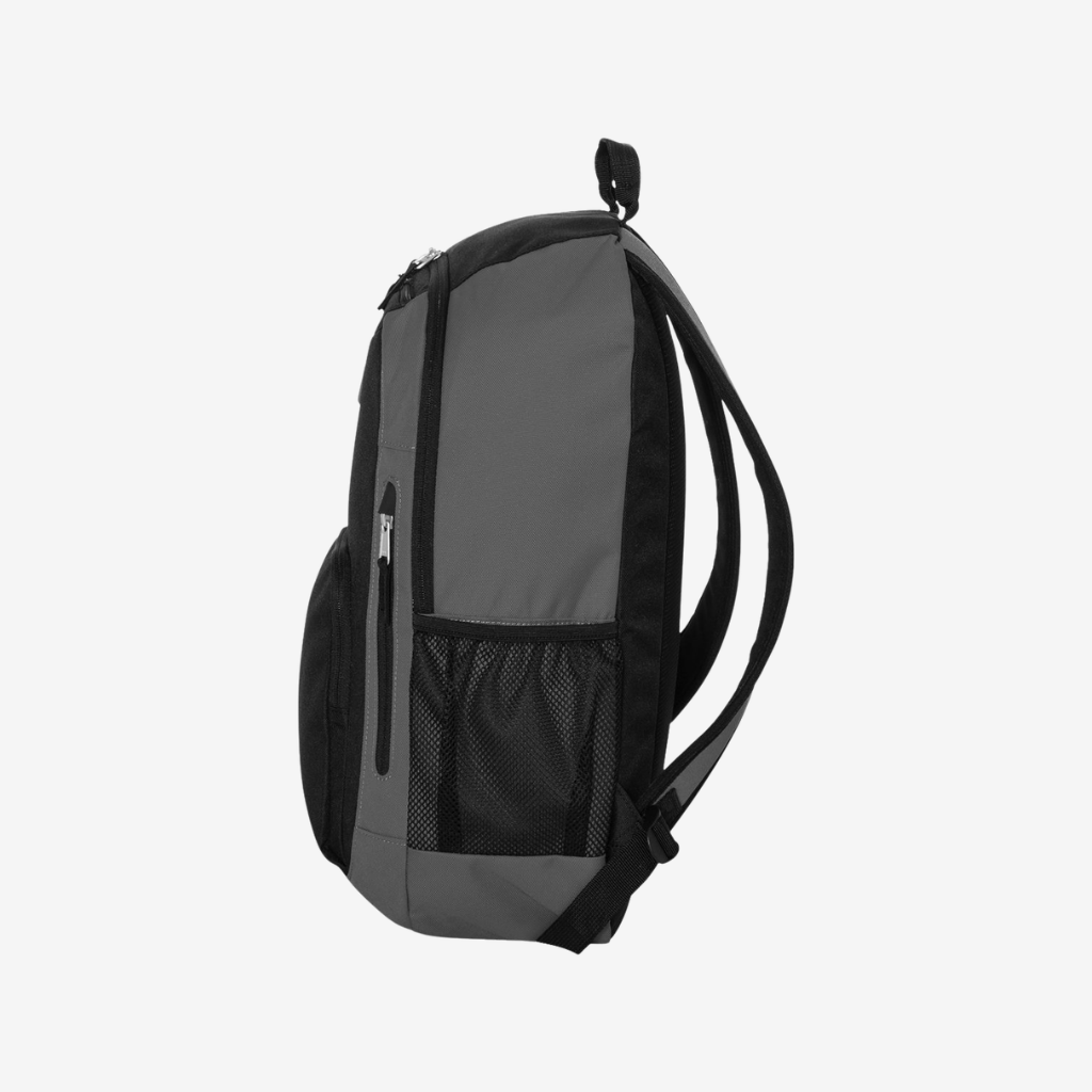 Side view of custom printed Oakley 22L Enduro backpack in Grigio Scuro color showing compact design and storage space