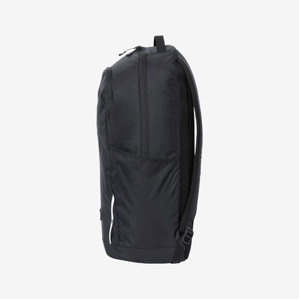 Side view of Oakley 28L Sport Backpack in Blackout color showing large capacity and slim profile design