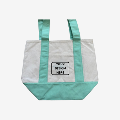 Personalized cotton tote bags with custom logo printing or embroidery for schools, churches and promotional giveaways.