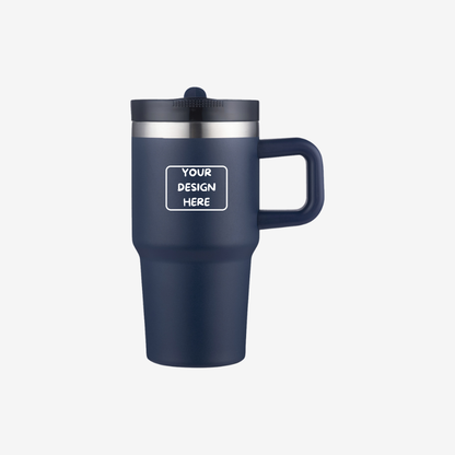 navy 20 oz vacuum insulated tumbler mug with handle custom branded drinkware