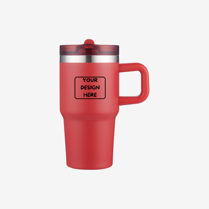red 20 oz vacuum insulated tumbler mug with handle custom full color logo printing
