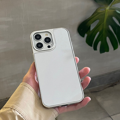 Plated mirror phone case original side view showing slim profile, protective edges and precise fit for iPhone design