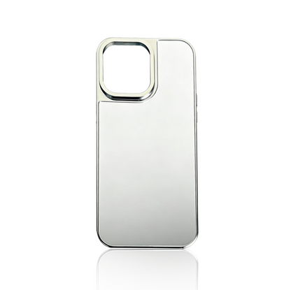 Plated mirror phone case original with reflective glossy surface, front view iPhone case showing premium mirror finish design