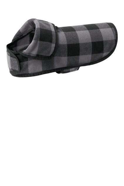 Custom embroidered Port Authority Pet Fleece Jacket in Grey Black Buffalo Check