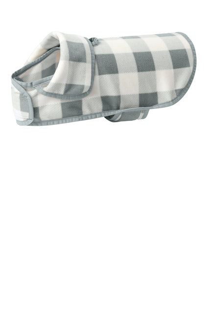 Port Authority Pet Fleece Jacket in Marshmallow Monument Grey Buffalo Check – embroidered logo available