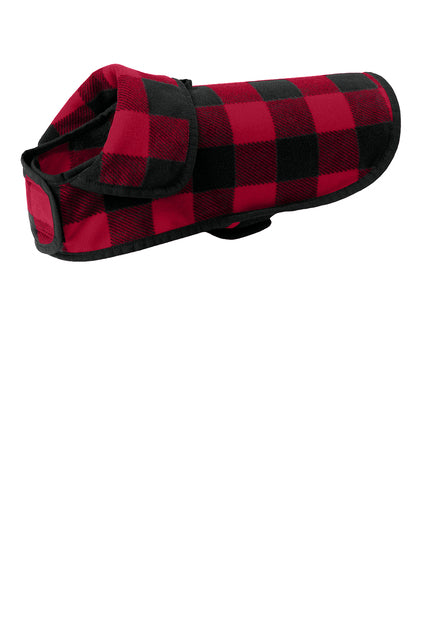 Port Authority Pet Fleece Jacket in Red Black Buffalo Check with custom embroidery option