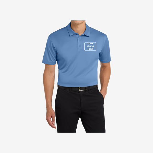 Port Authority Silk Touch Performance Polo K540 carolina blue front view corporate polo shirt