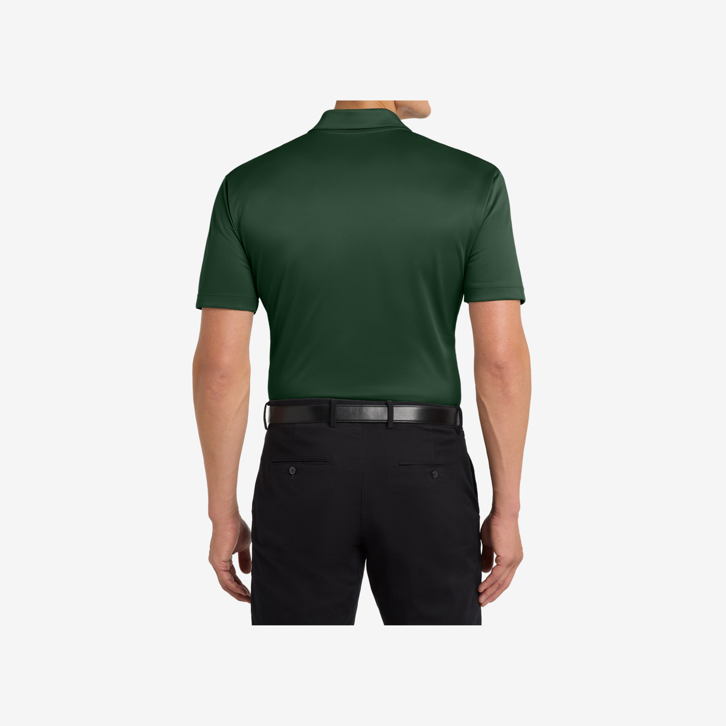 Port Authority Silk Touch Performance Polo K540 dark green back view company uniform polo