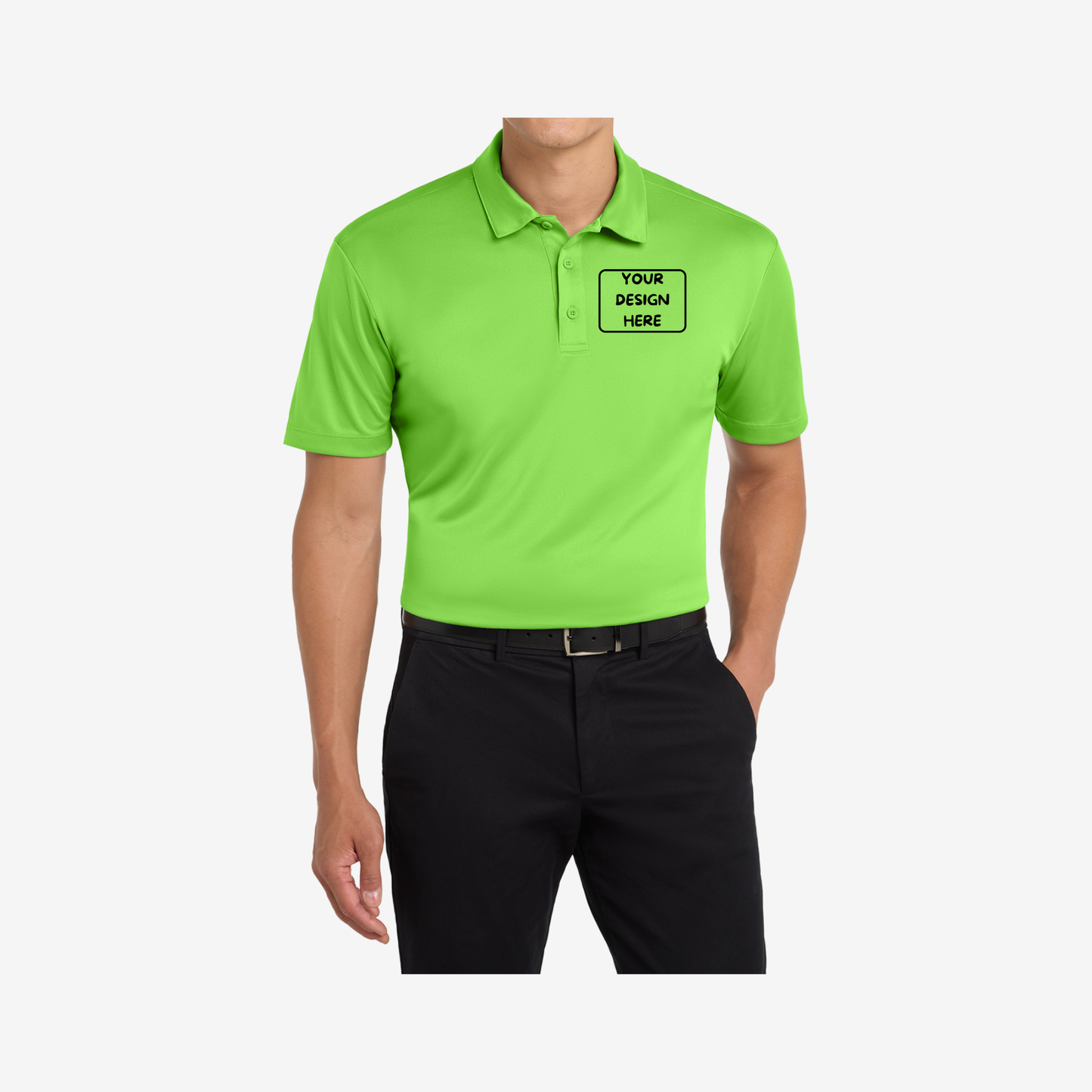 Port Authority Silk Touch Performance Polo K540 lime front view performance polo shirt