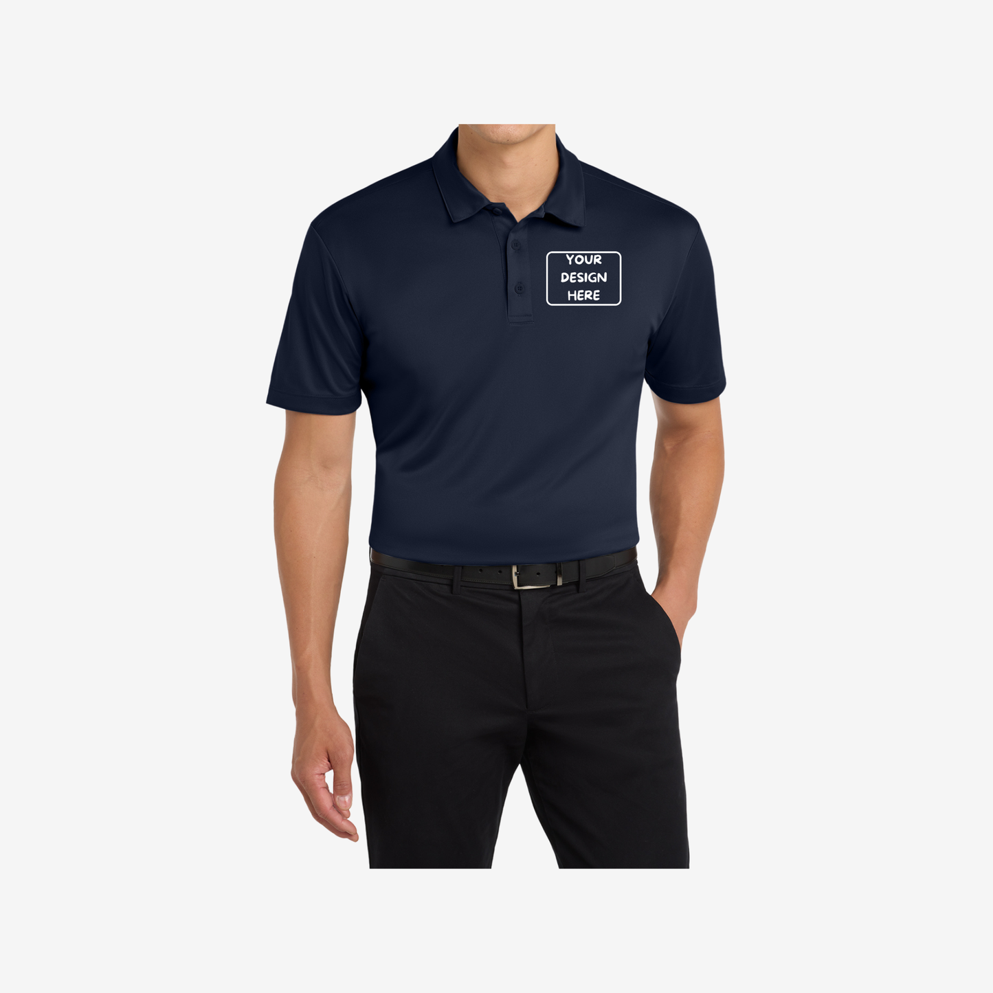 Port Authority Silk Touch Performance Polo K540 navy front view corporate uniform polo shirt