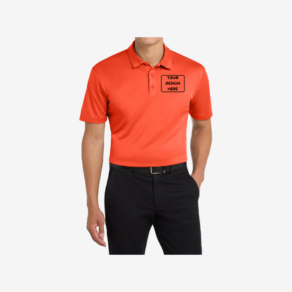 Port Authority Silk Touch Performance Polo K540 neon orange front view performance polo shirt