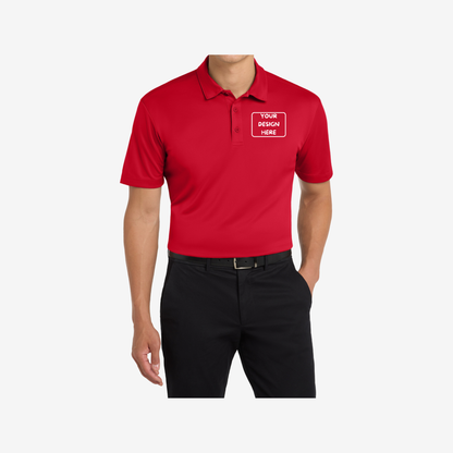 Port Authority Silk Touch Performance Polo K540 red front view custom embroidered polo shirt