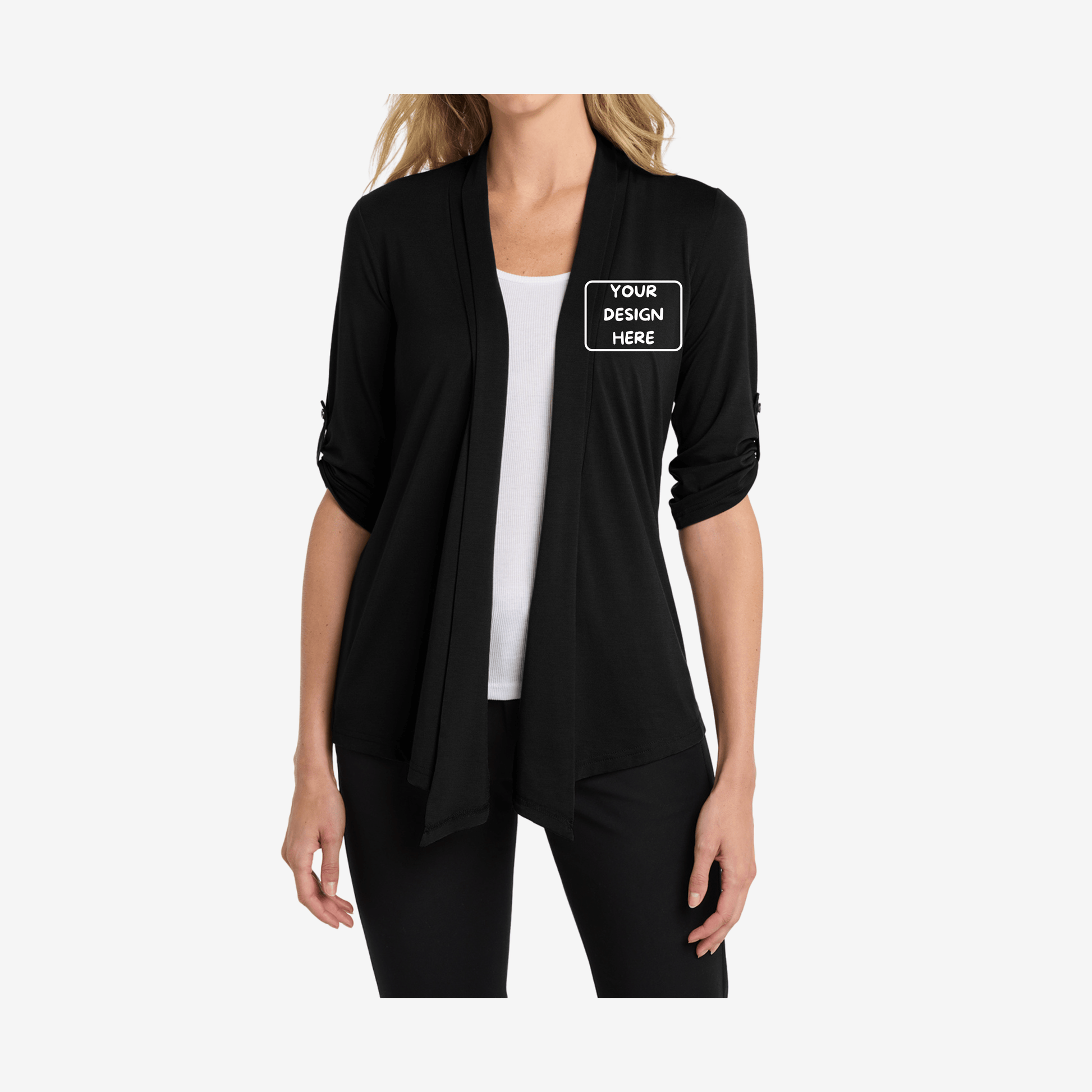 Port Authority Women's Concept Shrug L543 black front view lightweight women's office shrug