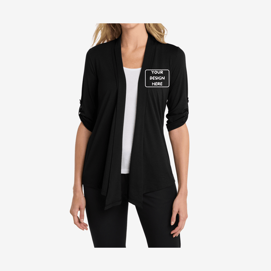 Port Authority Women's Concept Shrug L543 black front view lightweight women's office shrug