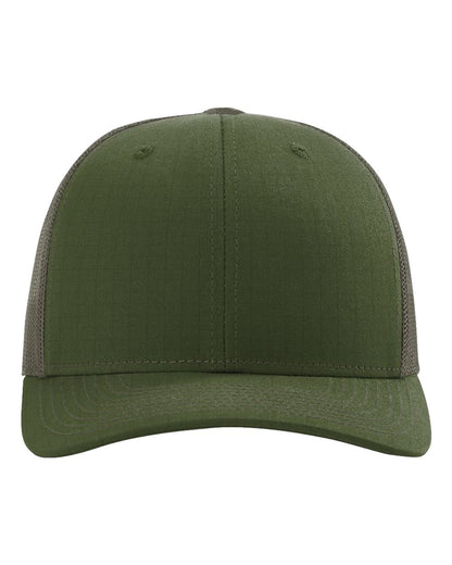 Army Olive Richardson 112T Tactical Trucker Cap customized with embroidery