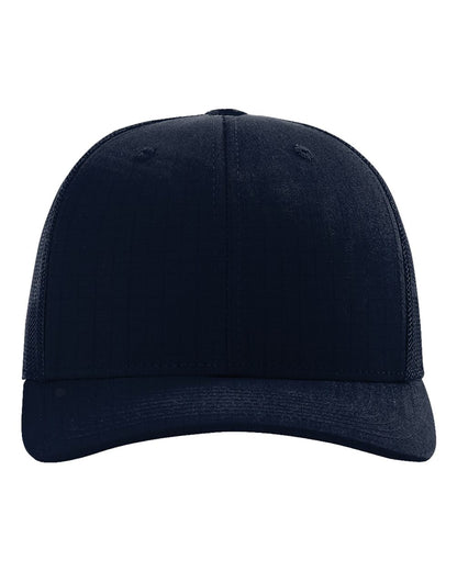 Navy Richardson 112T Tactical Trucker Cap with embroidered business logo