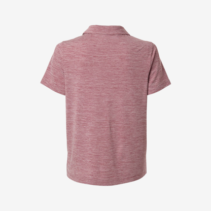 Team 365 women’s relay heathered stripe polo sport maroon heather white back view embroidered business uniform polo