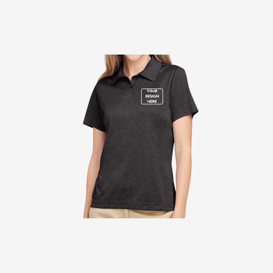Team 365 women’s sonic heather performance polo black heather custom embroidered uniform polo shirt