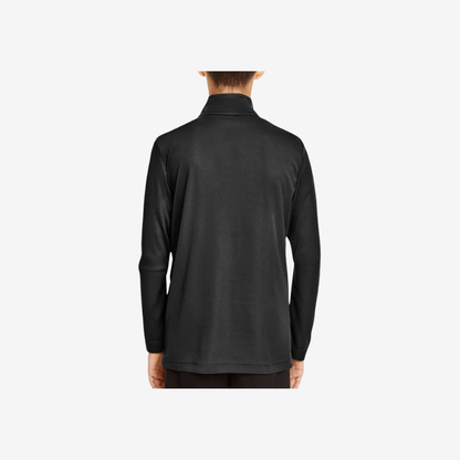 Team 365 youth quarter zip performance pullover black back view custom team warm up jacket
