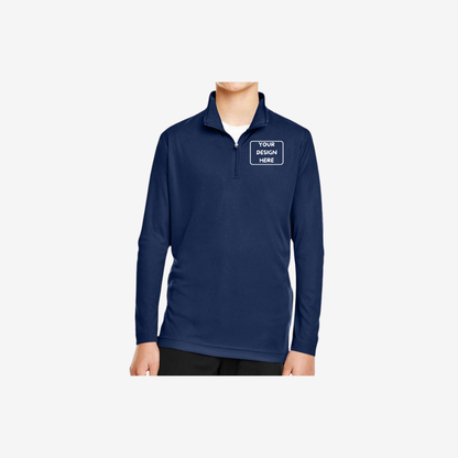 Team 365 youth quarter zip performance pullover sport dark navy embroidered team apparel