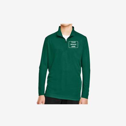 Team 365 youth quarter zip performance pullover sport forest green custom team apparel