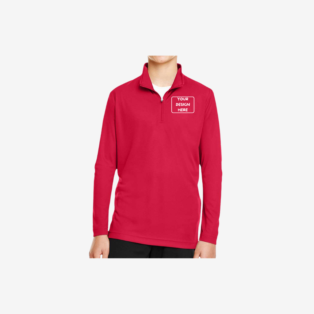 Team 365 youth quarter zip performance pullover sport red custom team warm up jacket
