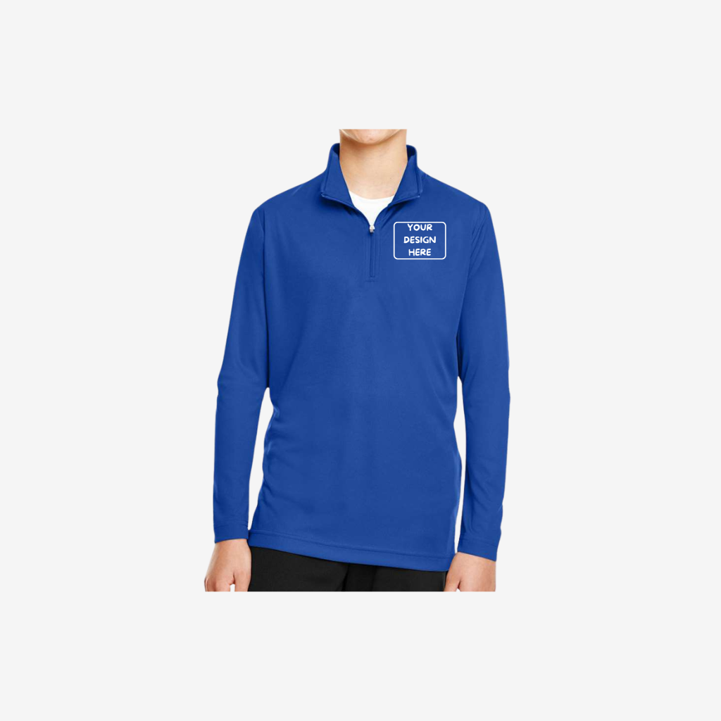 Team 365 youth quarter zip performance pullover sport royal blue custom athletic team jacket