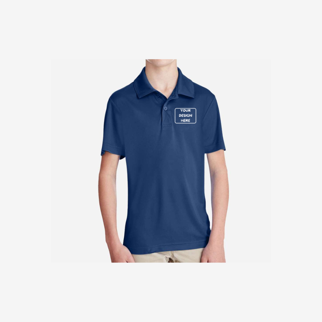 Team 365 youth zone performance polo sport dark navy custom embroidered uniform polo