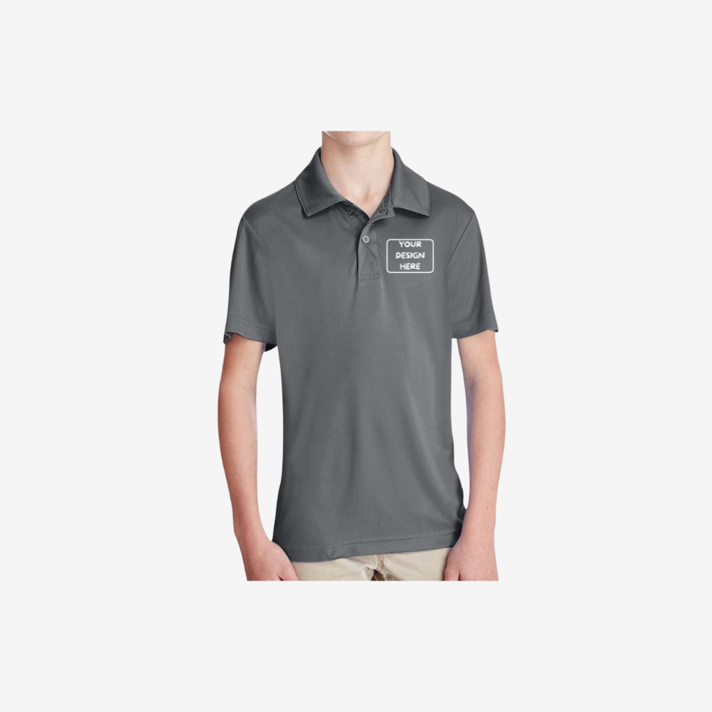 Team 365 youth zone performance polo sport graphite grey moisture wicking team uniform polo