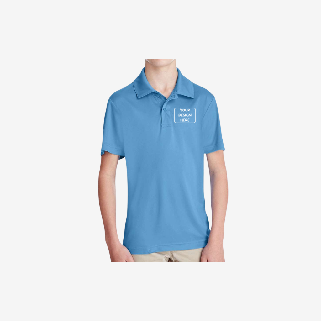 Team 365 youth zone performance polo sport light blue breathable custom team polo