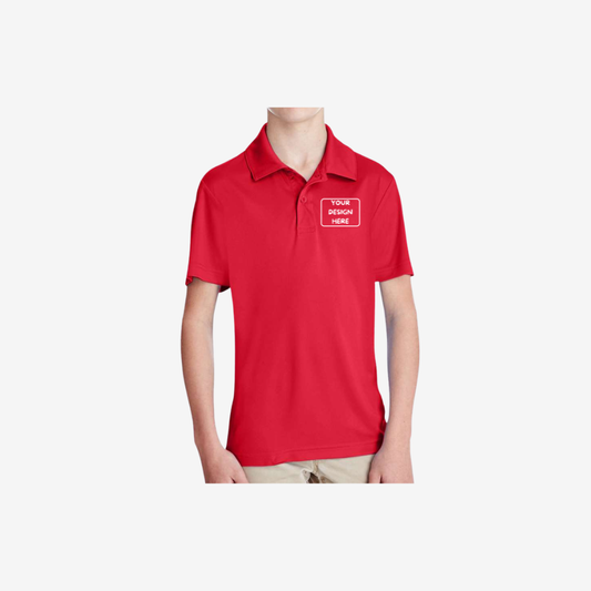 Team 365 youth zone performance polo sport red custom team uniform moisture wicking polo