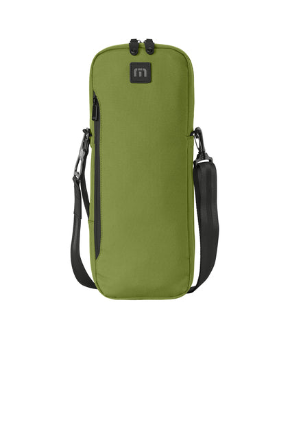 Front view of custom TravisMathew Gimme Cooler in Kona green color with logo embroidery for golf events and outdoor branding