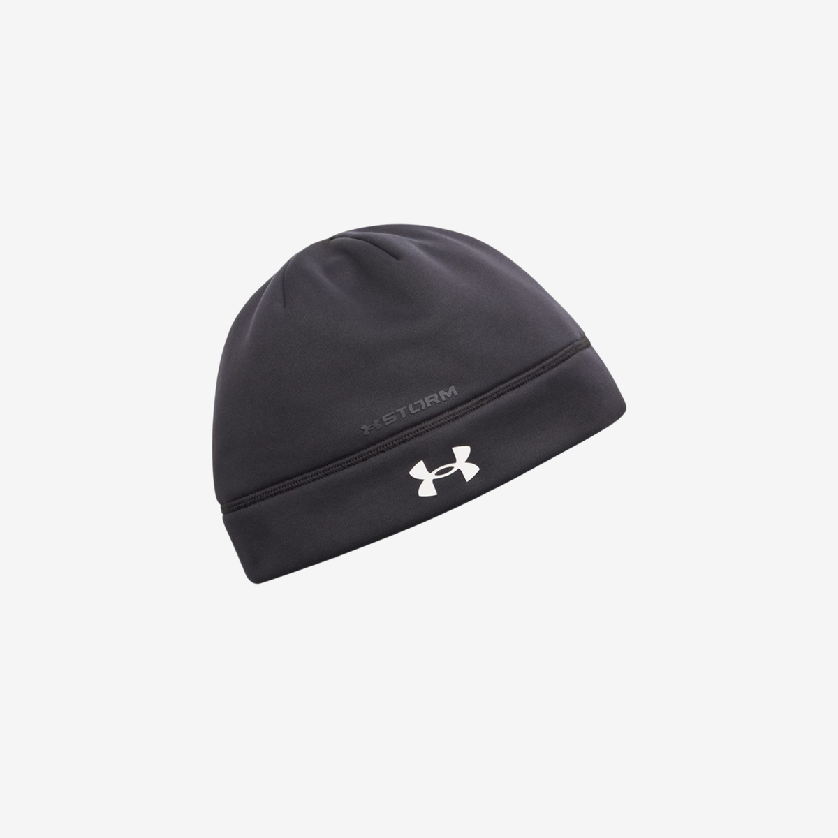 Back view of Black and White Under Armour 6013111 Team Storm Beanie