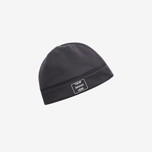 Front view of Black and White Under Armour 6013111 Team Storm Beanie
