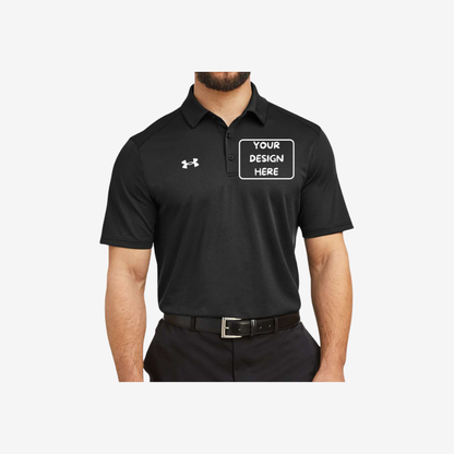 Under Armour men’s tech polo black white custom embroidered performance work polo