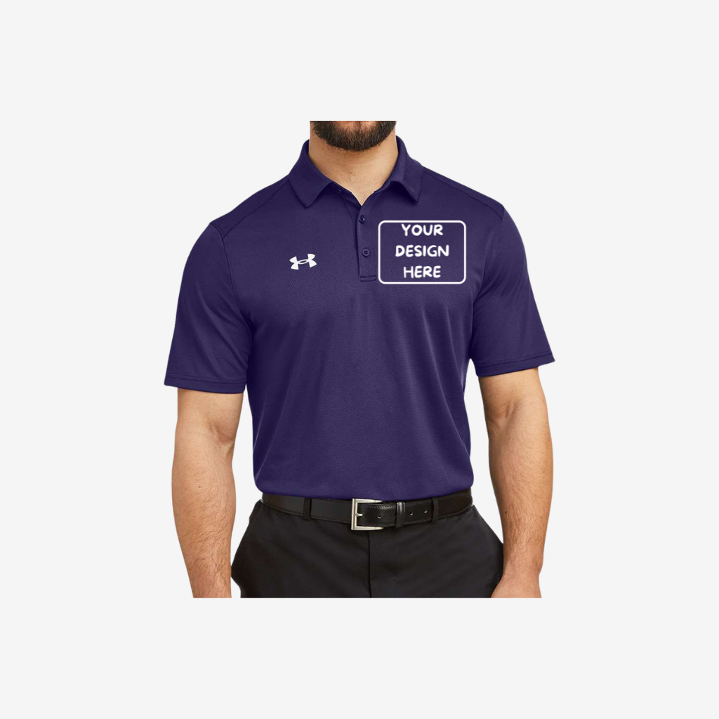 Under Armour men’s tech polo purple white custom performance team polo shirt