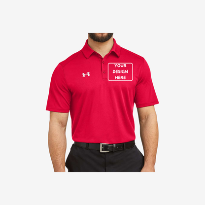 Under Armour men’s tech polo red white custom logo performance work polo shirt