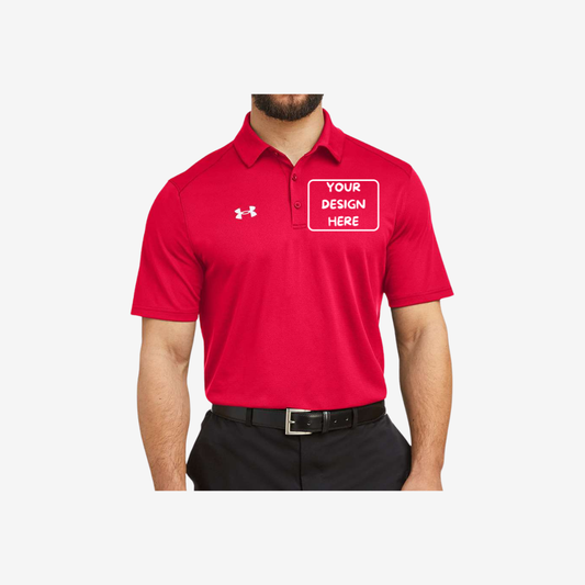 Under Armour men’s tech polo red white custom logo performance work polo shirt