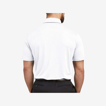 Under Armour men’s tech polo white mod grey back view custom embroidered performance work polo