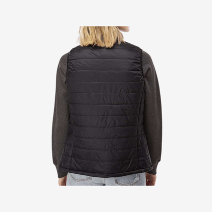 Women's Puffer Vest black back view insulated vest for company uniforms