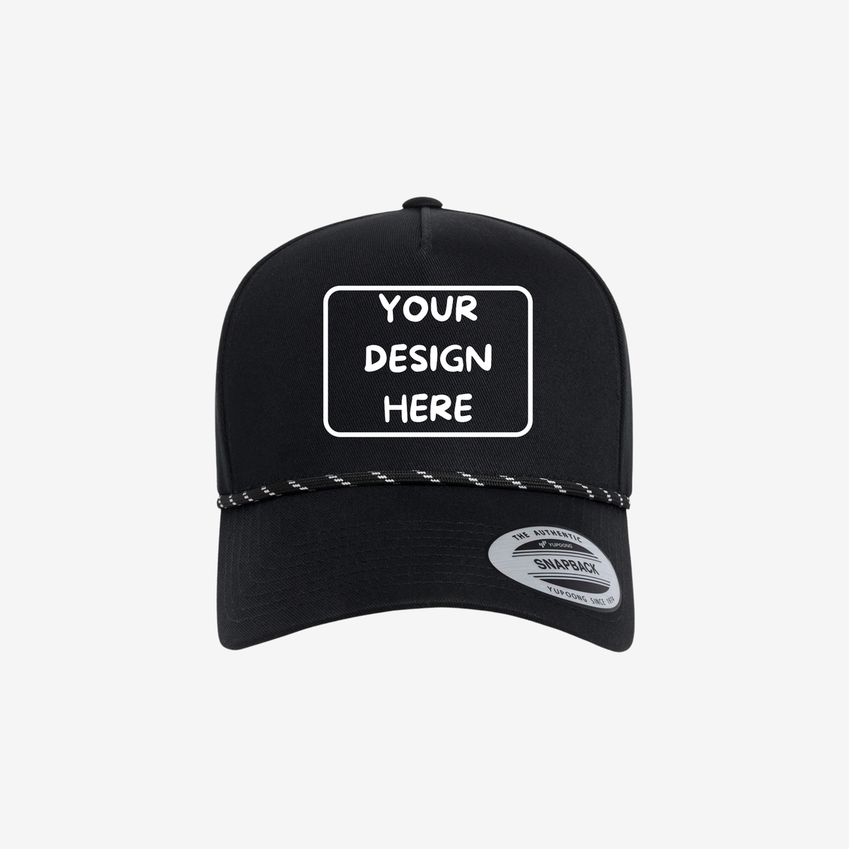 Black YP Classics 5079BD retro five-panel rope cap with a braided rope accent and curved bill