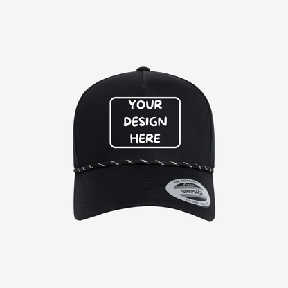 Black YP Classics 5079BD retro five-panel rope cap with a braided rope accent and curved bill