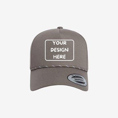 Grey YP Classics 5079BD retro five-panel rope cap with a braided rope accent and curved bill