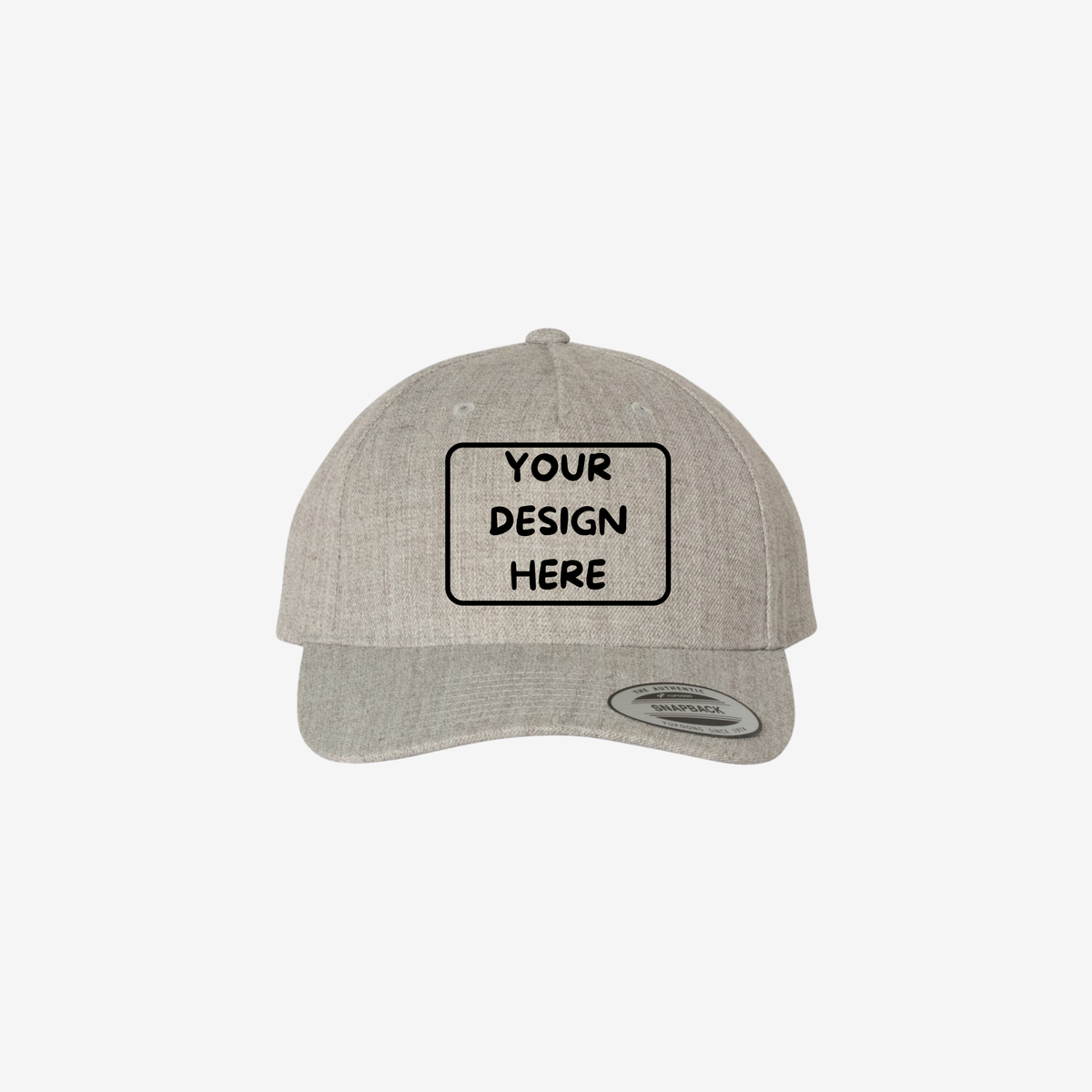 Heather Grey YP Classics 5789M premium five-panel curved bill snapback cap with a structured mid-profile crown