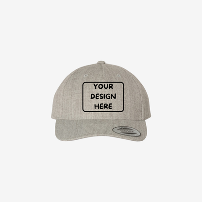 Heather Grey YP Classics 5789M premium five-panel curved bill snapback cap with a structured mid-profile crown
