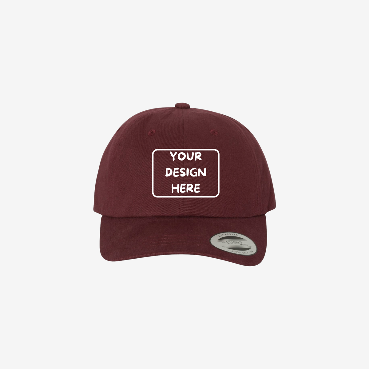 Maroon YP Classics 6245PT peached cotton twill dad hat with a low-profile crown and curved bill