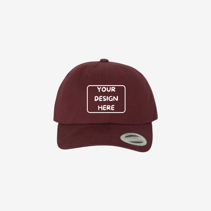 Maroon YP Classics 6245PT peached cotton twill dad hat with a low-profile crown and curved bill